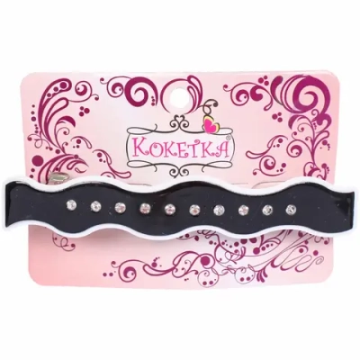 Заколка - автомат «ЭКЛЕР», форма волна, сари,цвет черный, 9*1,5см (блистер Кокетка)