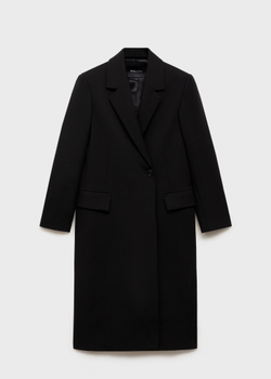 MANGO Длинное шерстяное пальто, черный