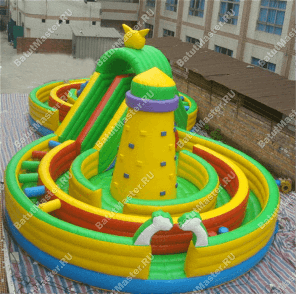 Надувная полоса препятствий "Мощный лабиринт" 20*10*6 м