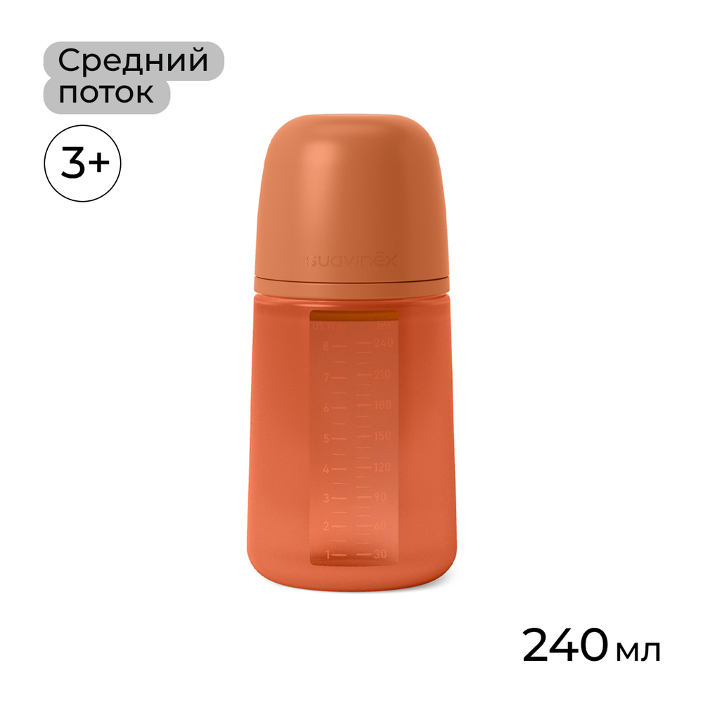 Силиконовая бутылочка Suavinex Colour Essence 240 мл, соска М