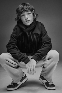 H&M Толстовка с капюшоном и принтом, серый