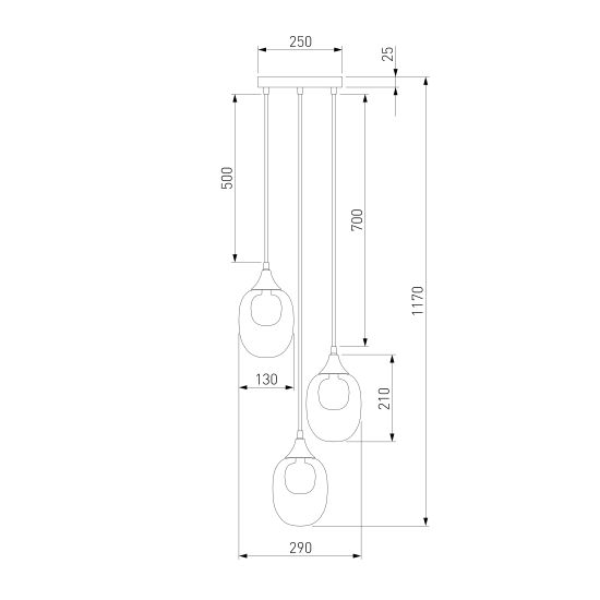 70216/3 / подвесной светильник / латунь