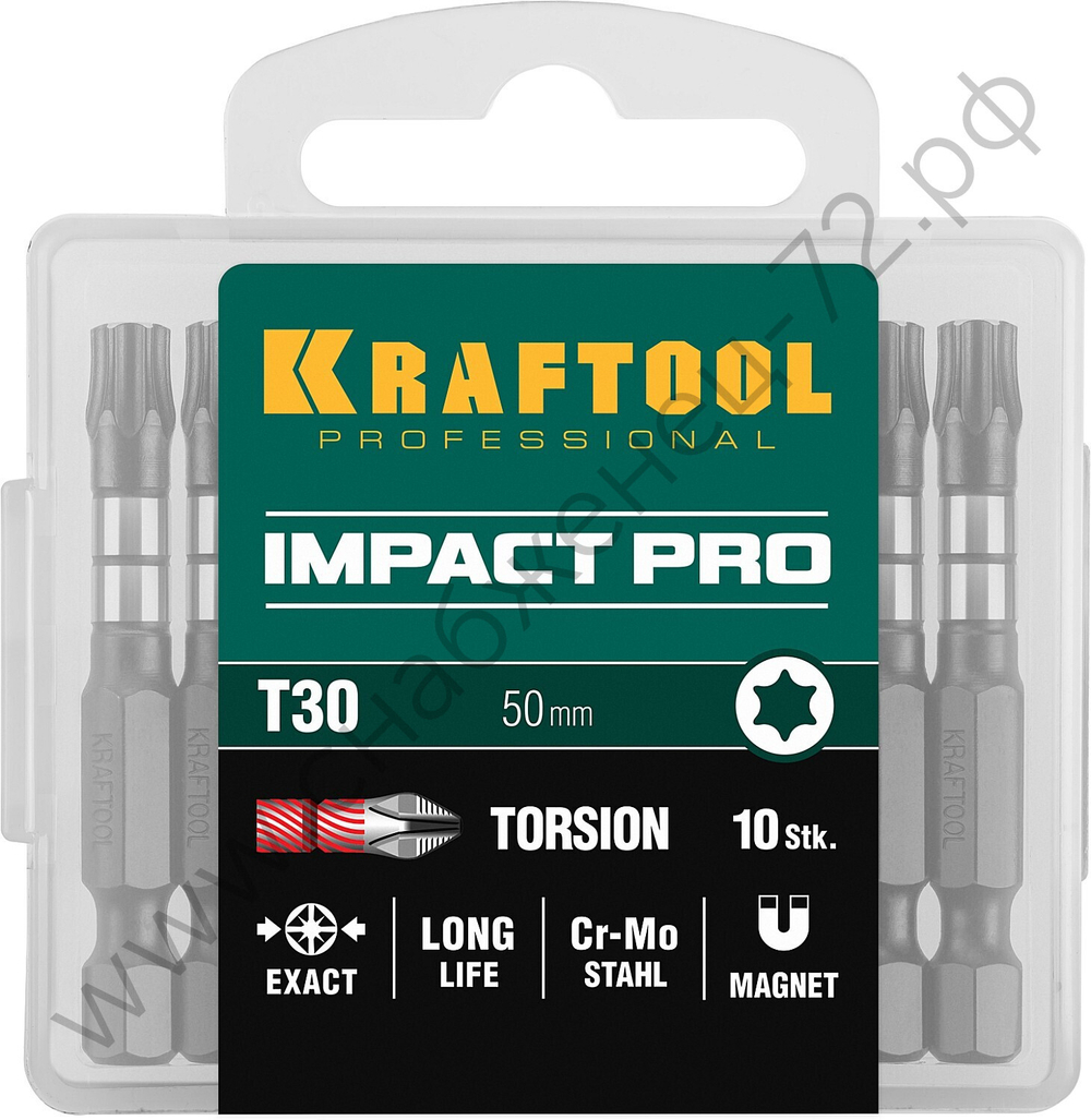 KRAFTOOL Impact Pro TX 30, 50 мм, 10 шт, Ударные биты (26195-30-50-S10)