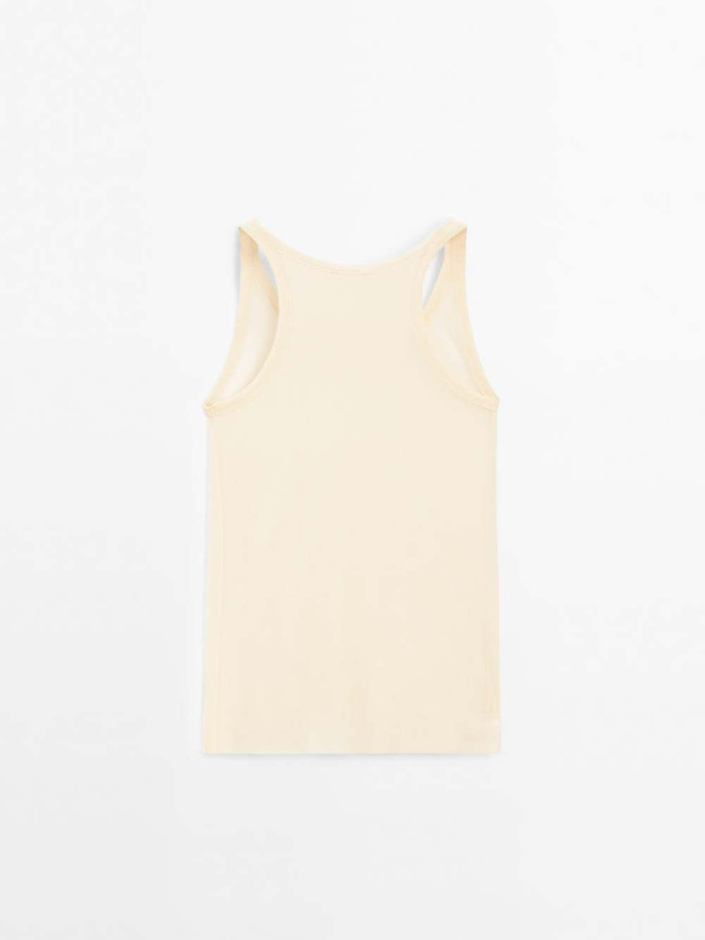 Massimo Dutti Топ на бретелях из 100% натурального шелка - Limited Edition, бежевый