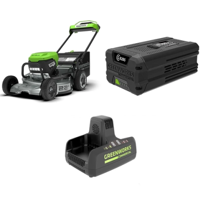 Аккумуляторная газонокосилка Greenworks LM221S/G82B5/G82C2 82В самоходная (1 x 5 Ач, ЗУ) нож 56 см, 2519407/2914607/2939007
