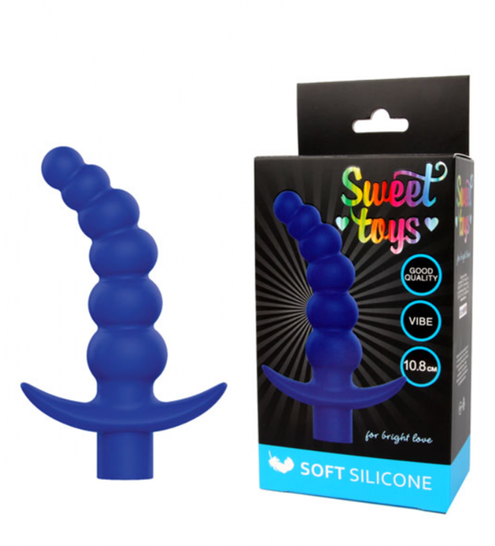 Вибромассажер анальный Sweet Toys синий 17 см