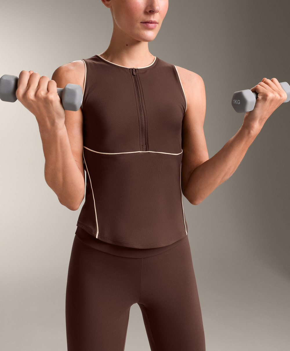 Oysho Топ Comfortlux без рукавов, коричневый