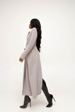 Пальто-пиджак приталенное, серый