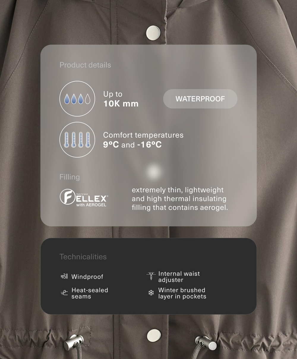 Oysho Утепленная водонепроницаемая куртка 10k FELLEX® с AEROGEL, угольный