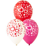 Шар латексный 30см Сердца (Красный, Белый)