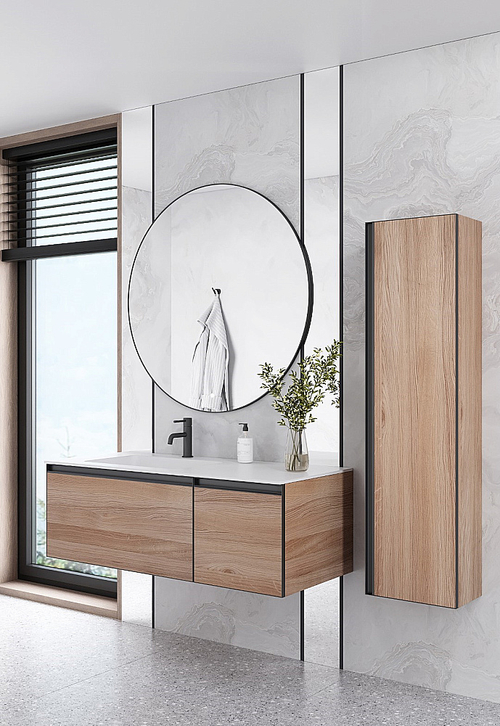 Тумба с раковиной Armadi Art QUATRO 2 120 WILLOW/профиль ANTHRACITE/раковина белая L-R