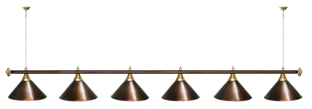 Лампа STARTBILLIARDS 6 пл. (плафоны зеленые,штанга золотая,фурнитура золото)