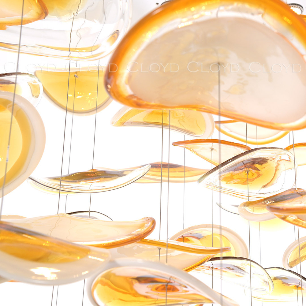 Люстра Cloyd KUSTO C12 / выс. 230 см - хром - янтарное стекло (арт.11331)