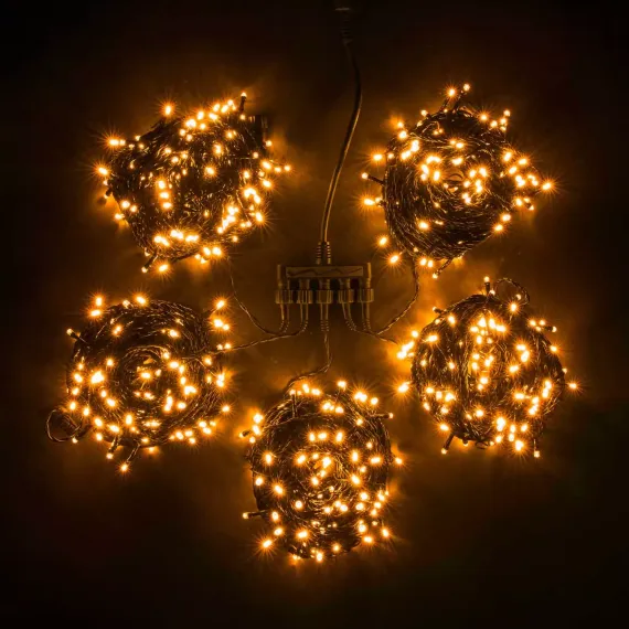 Комплект гирлянды на деревья 100 м., 5 лучей по 20 м, 24V, 1000 желтых LED ламп, черный ПВХ, LTC (KDD1000-11-1Y)