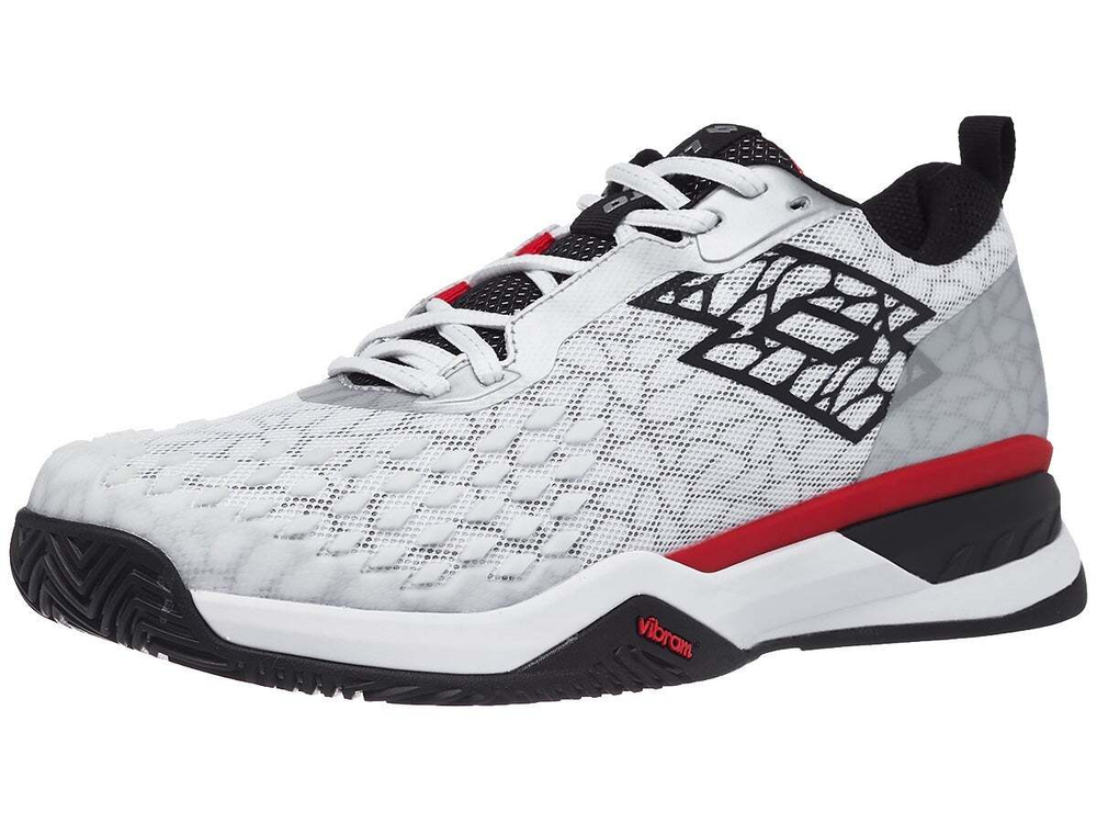 Мужские кроссовки теннисные Lotto Raptor Hyperpulse 100 Clay M - all white/all black/flame red