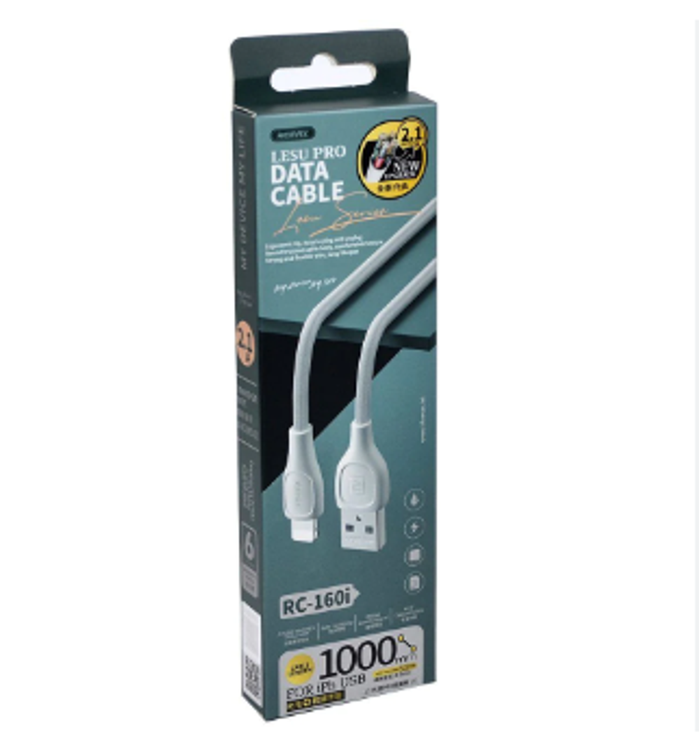 Кабель 1m USB/Lightning 2.1A RC-160i Lesu Pro Remax black