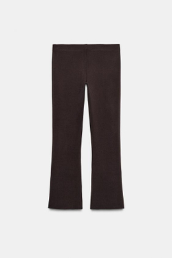 ZARA ТРИКОТАЖНЫЕ БРЮКИ ПРЯМОГО КРОЯ, ШОКОЛАДНЫЙ