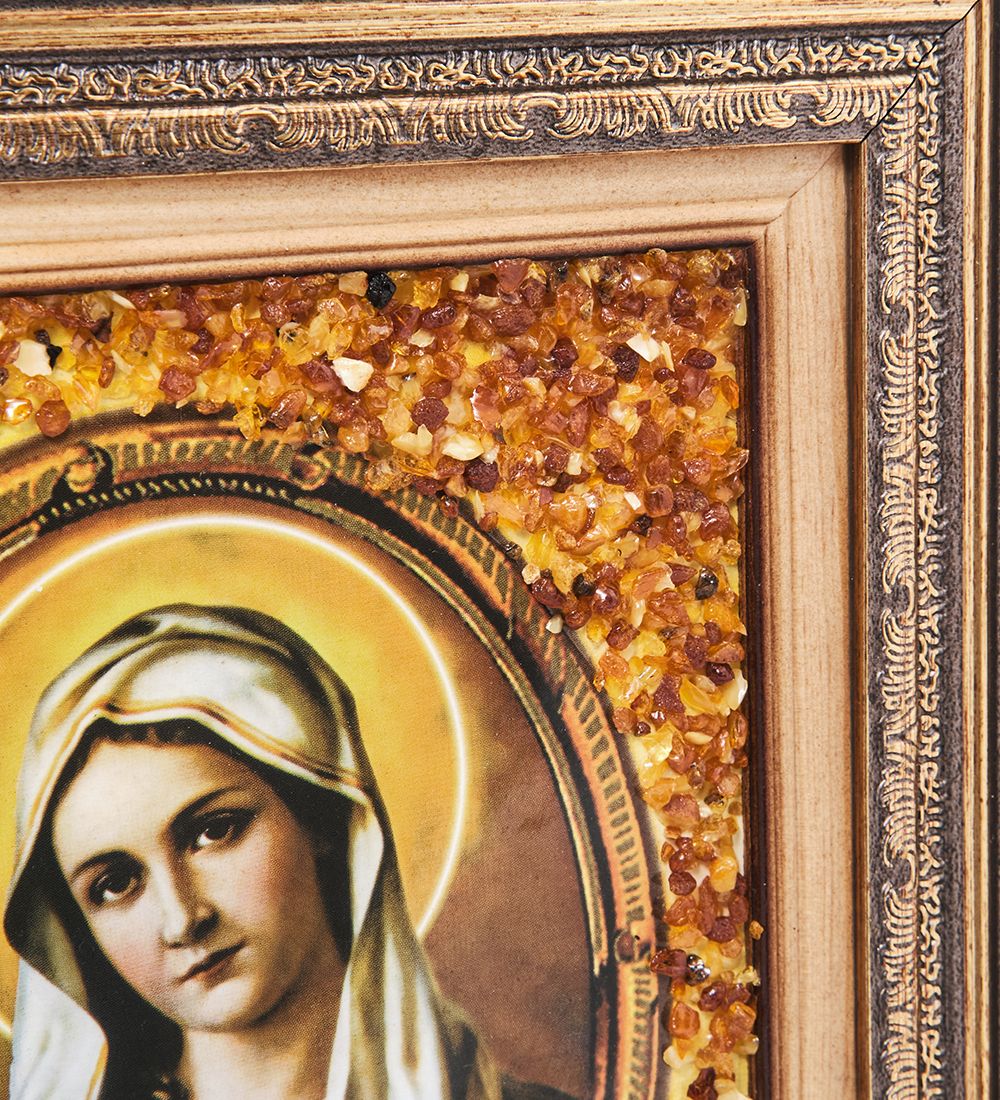 AMB-01/20 Икона «Иисус и Мария» (с янтарной крошкой) пласт.рамка L-37см