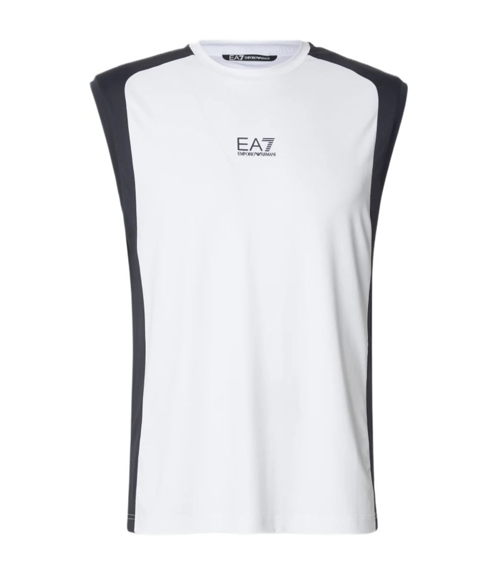 Мужская теннисная футболка EA7 Tennis Pro Top In Ventus7 - white