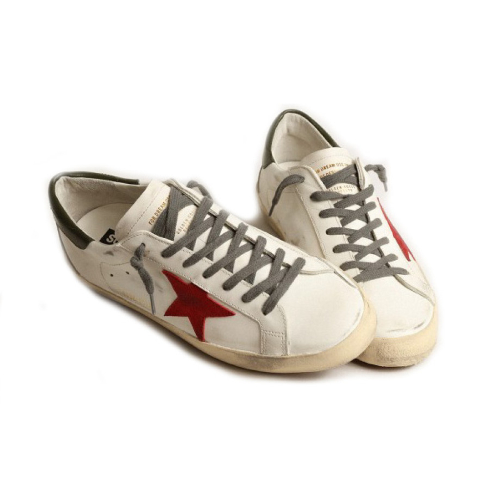Кеды Golden Goose Superstar Red Suede Star and Green Leather Heel Tab