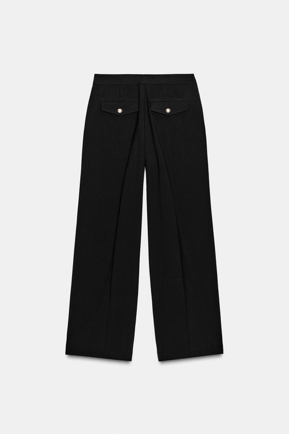 ZARA ШИРОКИЕ БРЮКИ С ВЫСОКОЙ ПОСАДКОЙ, ЧЕРНЫЙ