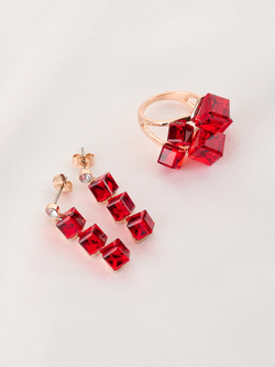 Колье дуга Мираж с красными кристаллами Swarovski