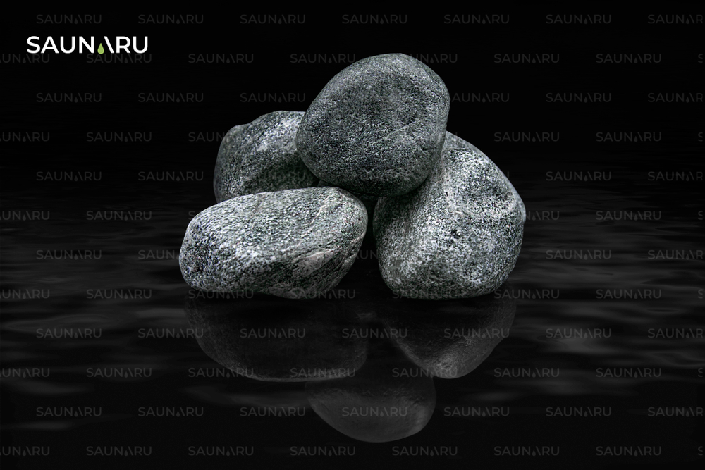 SAUNARU Камни для сауны Жадеит шлифованный PREMIUM, фракция до 100 мм, ведро 15 кг, артикул SSB15-JP