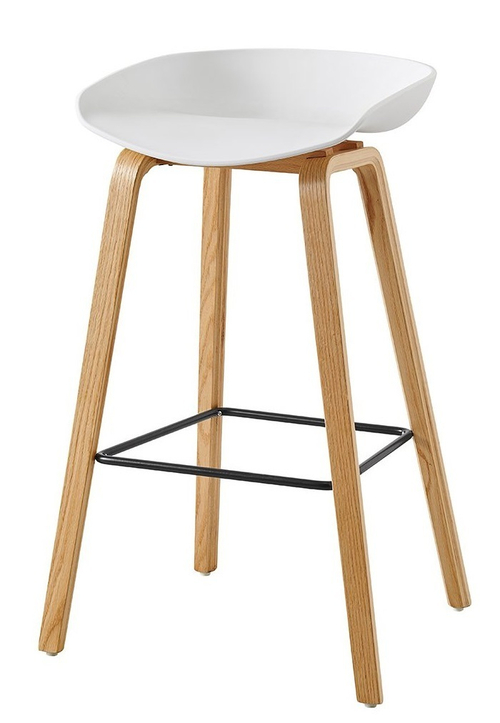 Стул барный BY003 белый бук/матовый черный металл