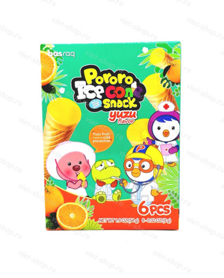 Печенье в виде рожка со вкусом цитрона Pororo, 54 гр.