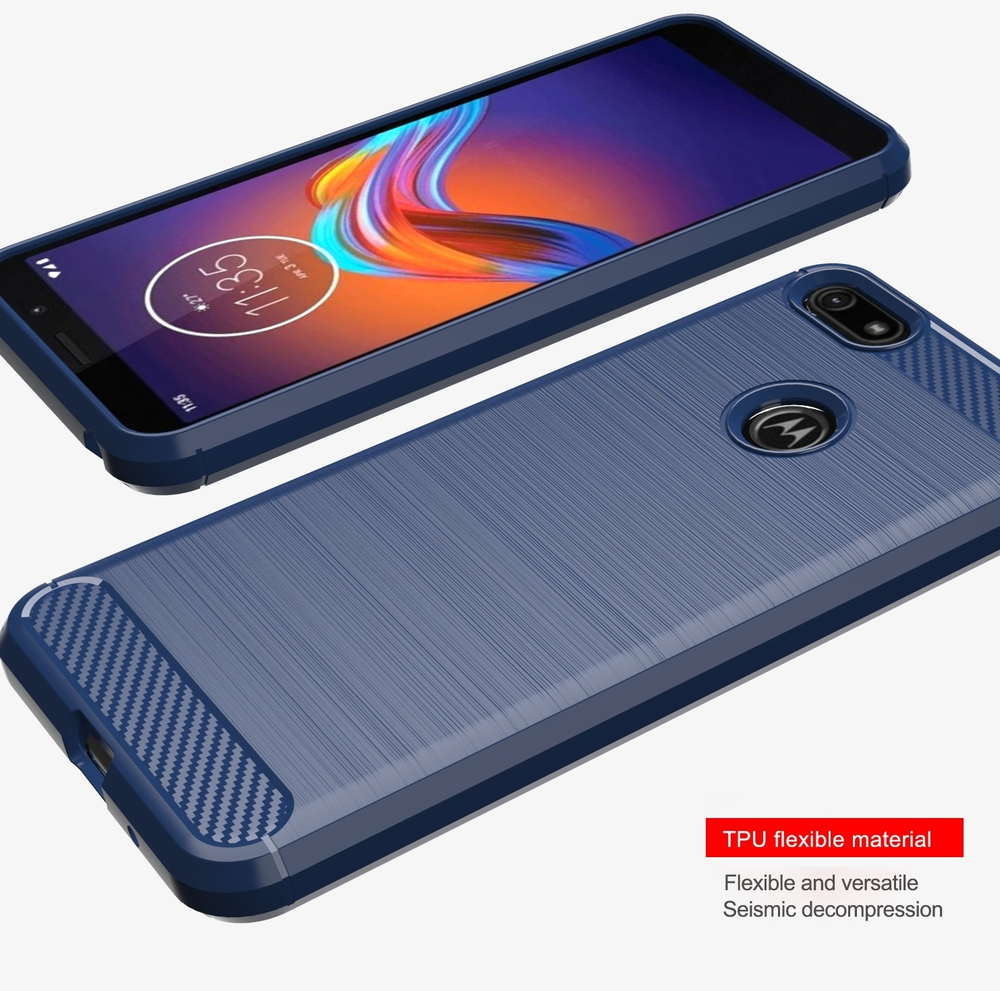 Чехол для Motorola Moto E6 play цвет Blue (синий), серия Carbon от Caseport