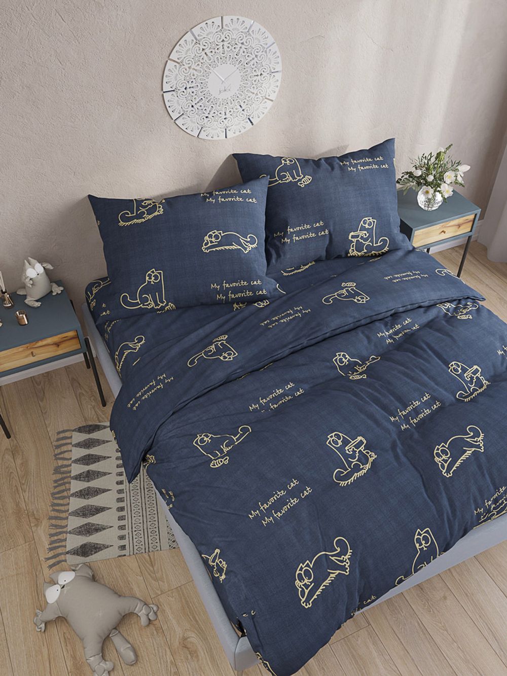 Простынь Сказка "Котики Грей" 150х215 см, поплин