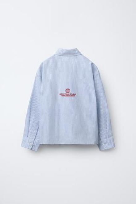 ZARA РУБАШКА В ПОЛОСКУ С НАДПИСЬЮ, ПОЛОСКИ