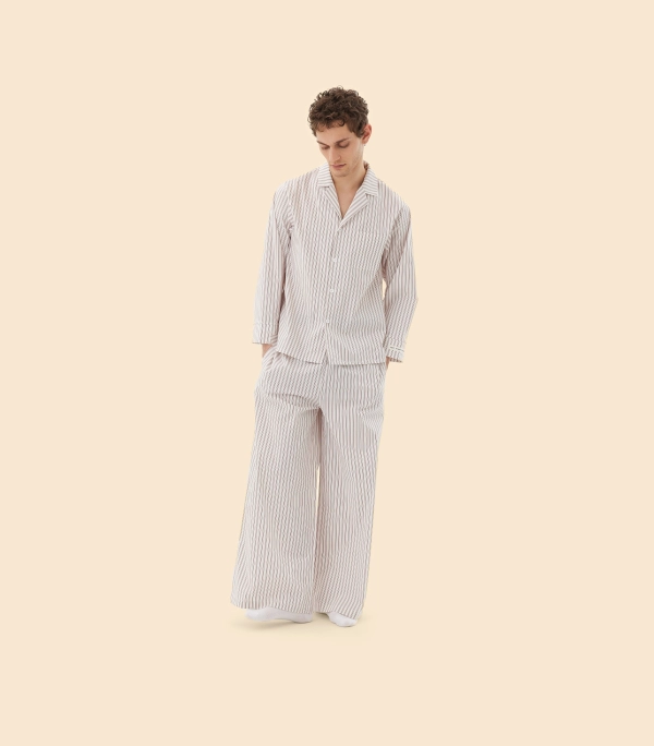 Пижама CHERRY & MILK STRIPES - Бордово-белый - Small