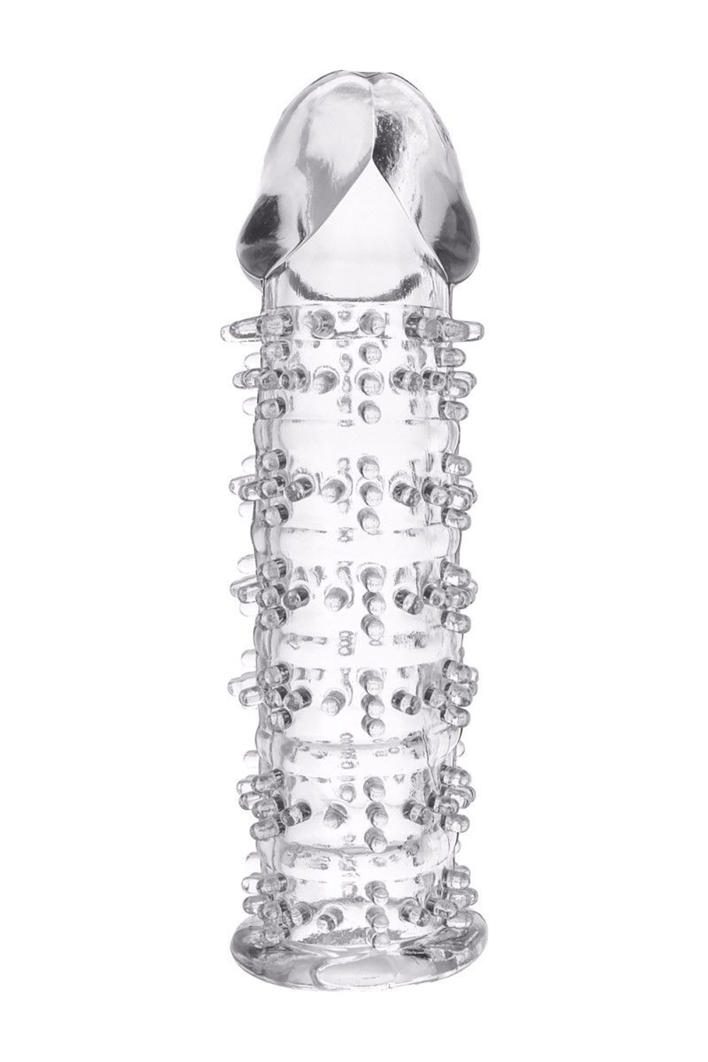 Гелевая прозрачная насадка с шипами - 12 см. (Цвет: прозрачный)