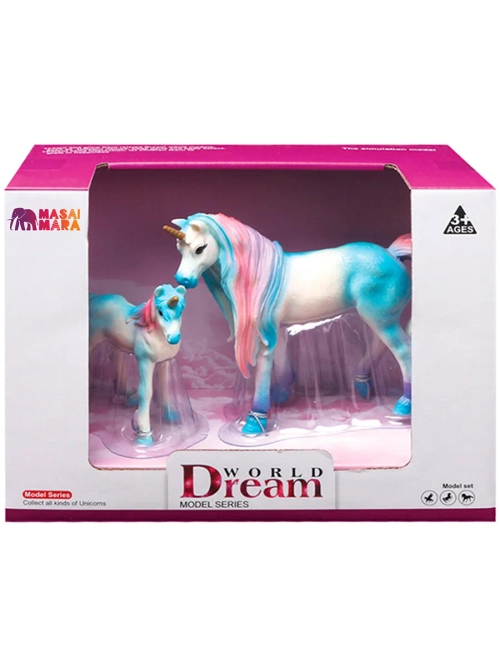 Набор фигурок животных Мир фэнтези Семья голубых единорогов 2 шт