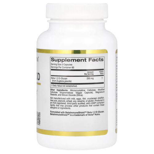 California Gold Nutrition, бета-глюкан из водорослей 1,3D, 120 вегетарианских капсул (125 мг в каждой капсуле)