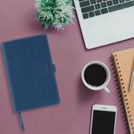 Ежедневник датированный 2025, А5, 143х218 мм, BRAUBERG "Journal", под кожу, застежка, органайзер, синий, 115879