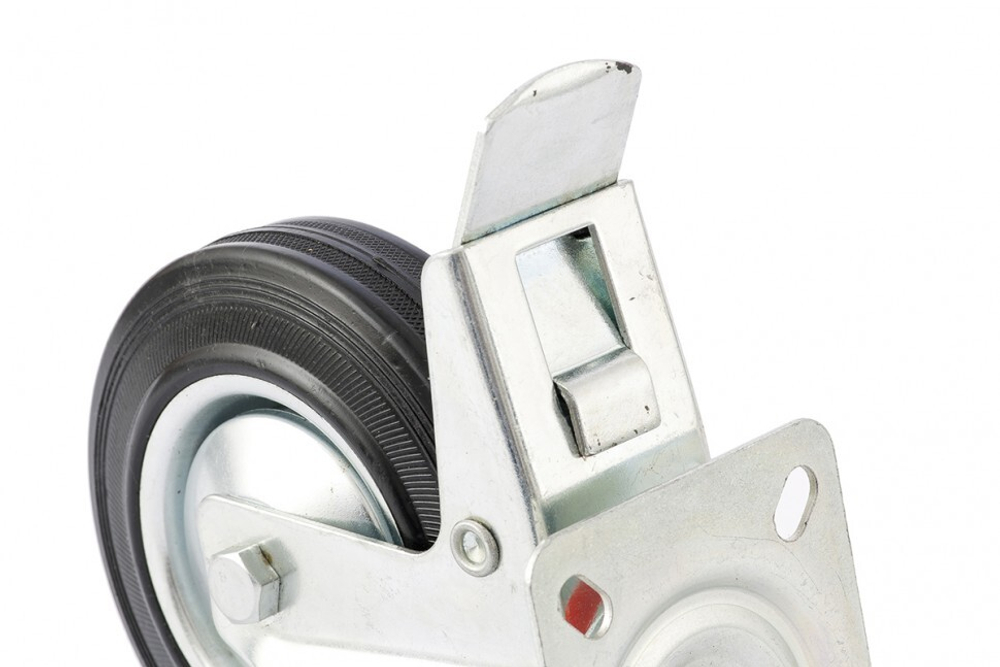 Колесо поворотное с тормозом D 200 мм, крепление платформенное Сибртех