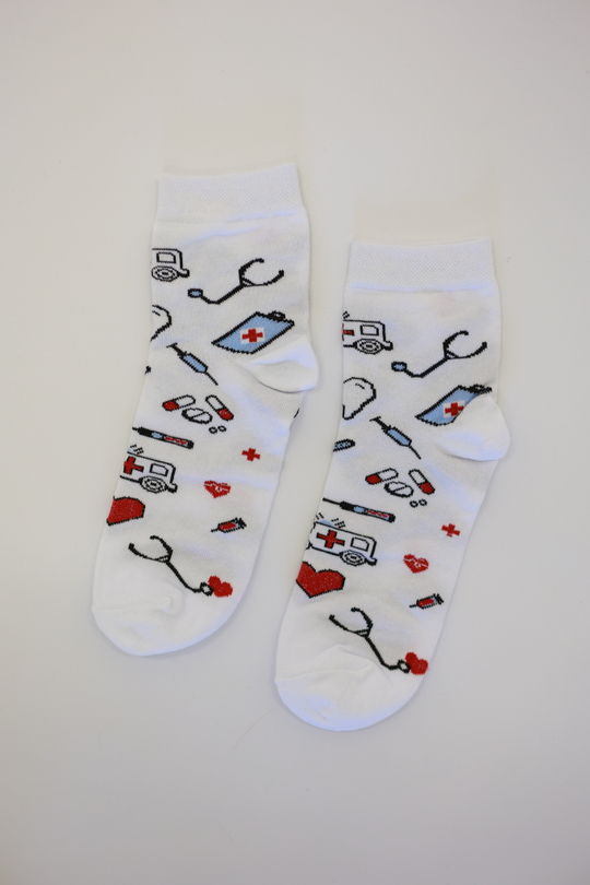 Носки  (принт «Медицинский/белые»)