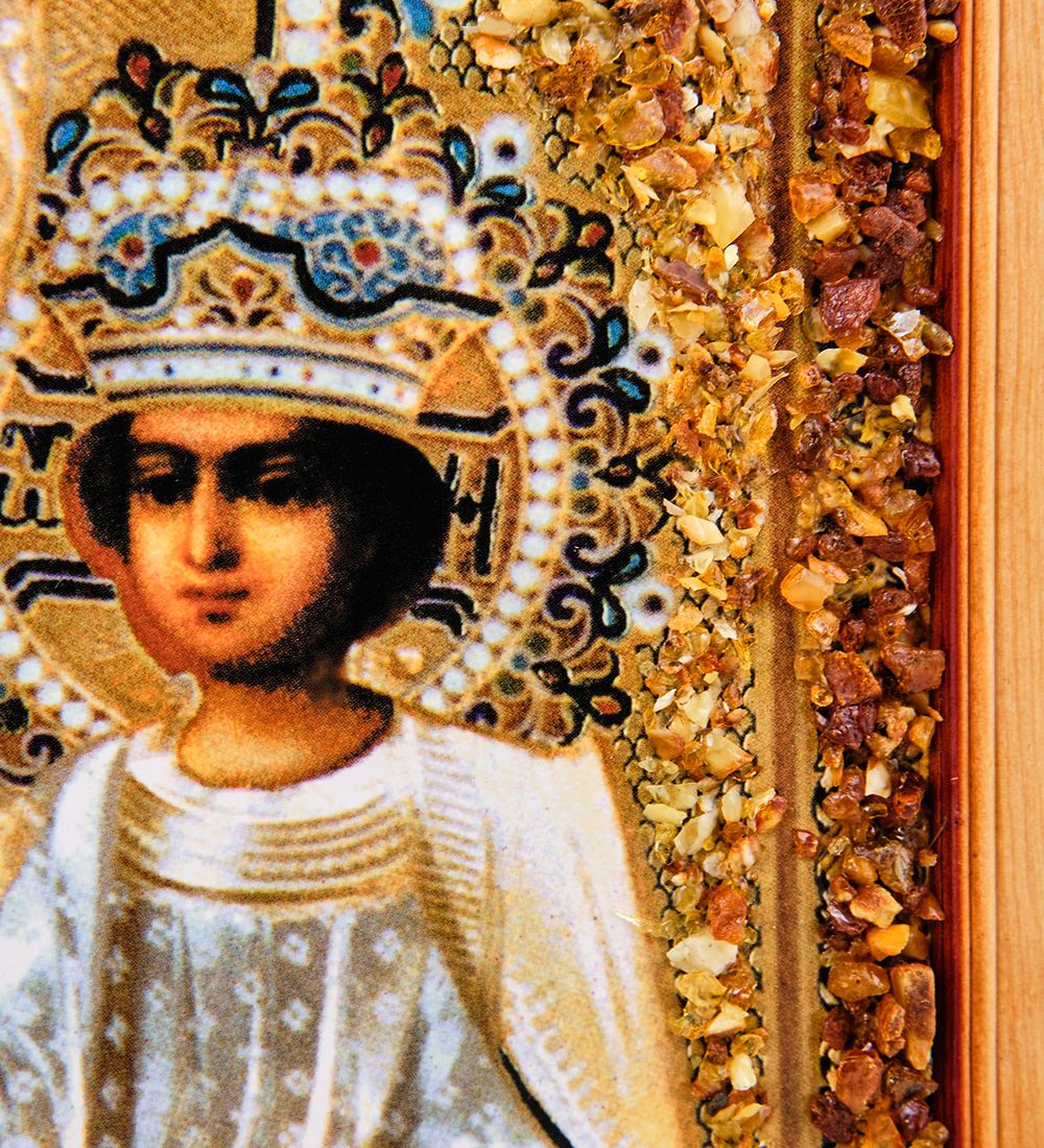 AMB-72/14 Икона Божией Матери «Тамбовская» (с янтарной крошкой) дер.краш.рамка 30х40