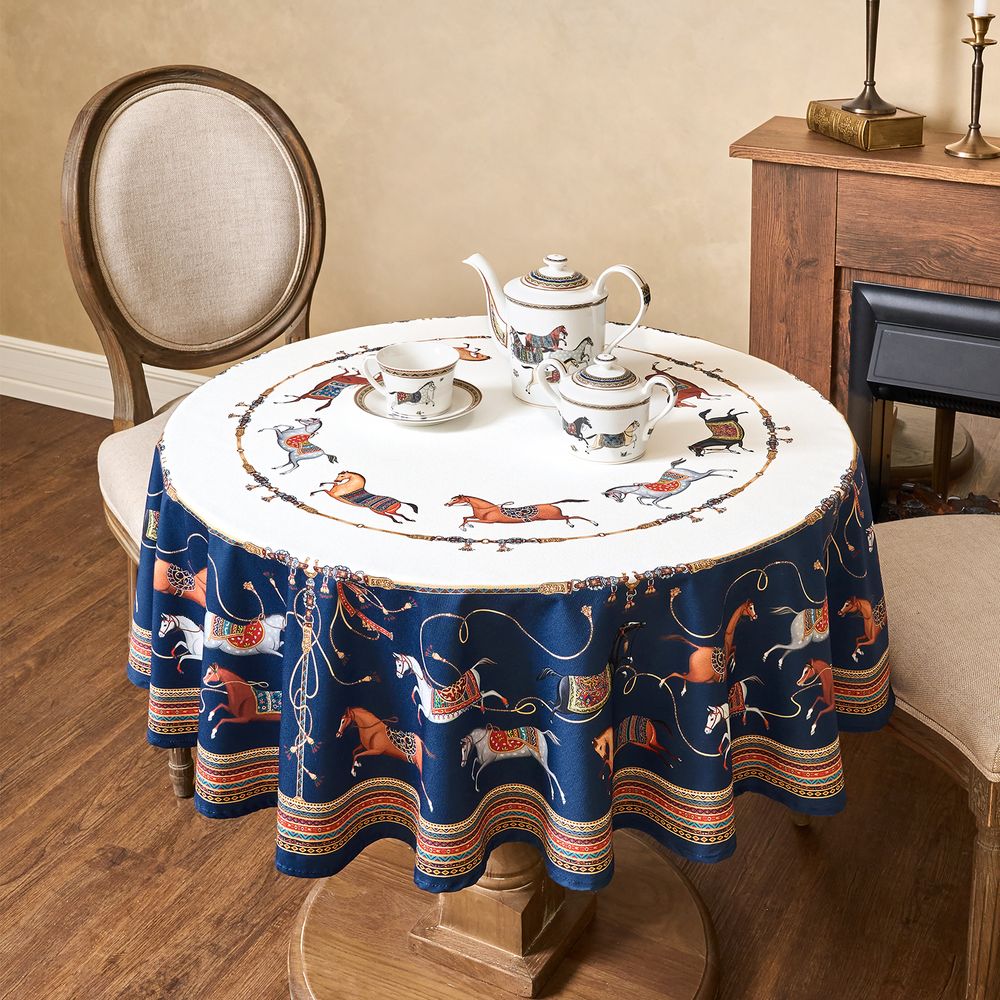 СКАТЕРТЬ КРУГЛАЯ "PASSAGE" 220СМ ,БЕЛЫЙ,100%ХЛОПОК,ТВИЛ,ПРОПИТКА