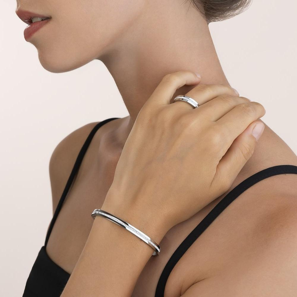 Кольцо Coeur de Lion Crystal 0126/40-1800 58 цвет серебряный