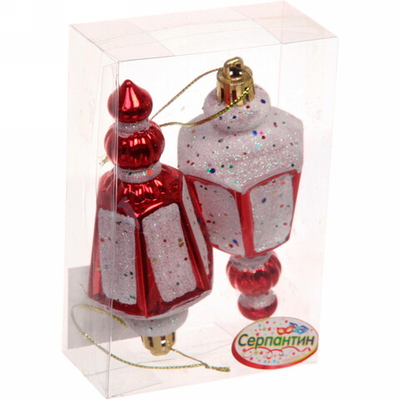 Ёлочные игрушки «Фонарик» 11 см (набор 2 шт), красный
