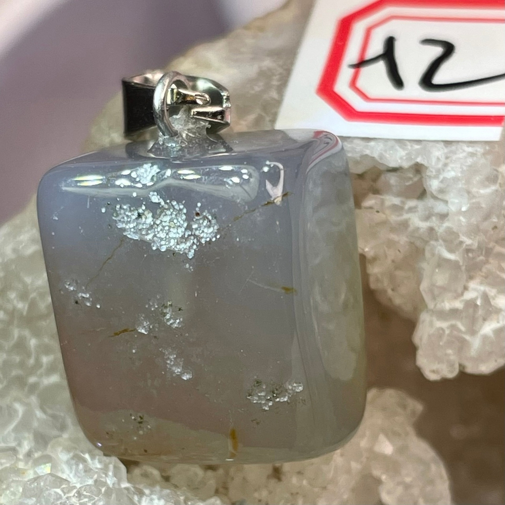 37130 Агат серый Кулон галтовка-13