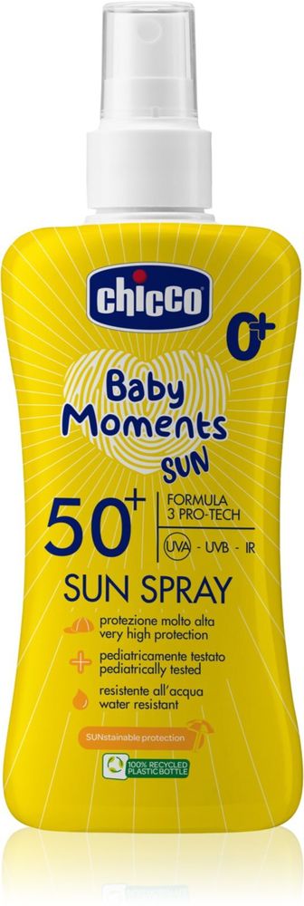 Chicco спрей для загара для детей SPF 50+ Baby Moments Sun