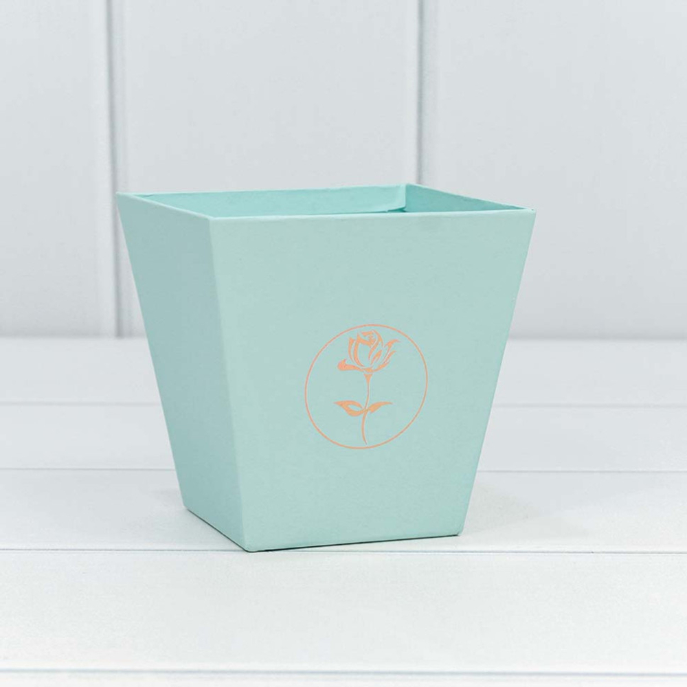 Коробка Ваза для цветов 10.6х10.7х7.2 см "Мини" с тиснением (Голубой)