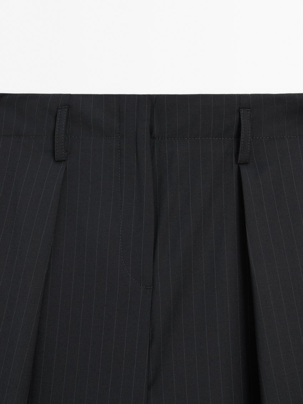 Massimo Dutti Брюки прямого кроя в тонкую полоску, темно-синий