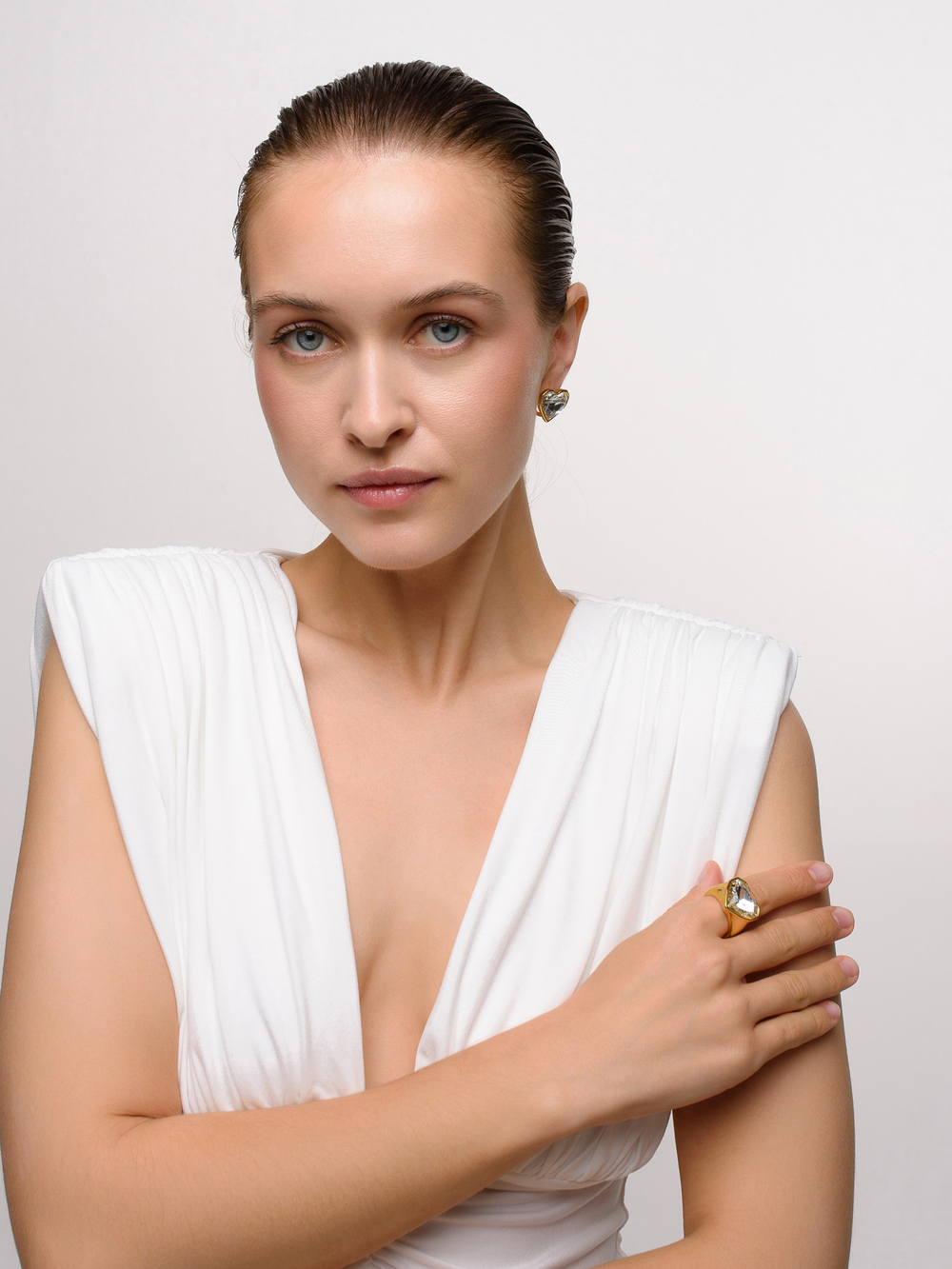 Кольцо White Heart Crystal Gold