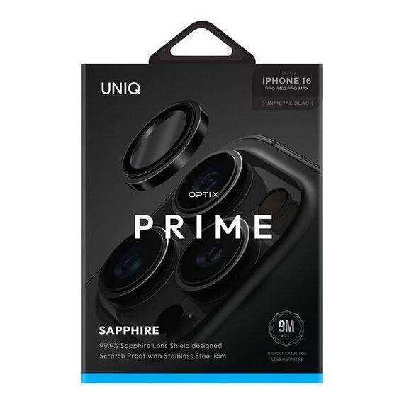 Защитное стекло Uniq OPTIX Prime Camera Lens для iPhone 16 Pro/16 Pro Max Sapphire Stainless steel Black (IP6.3P-6.9P(2024)-SSFSLENSBLK)