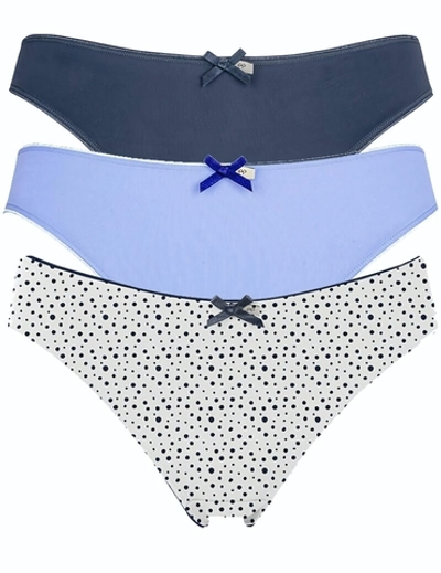 Набор из 3 сине-белых трусиков-слип Olivia (Размер: S) (Цвет: синий с белым)